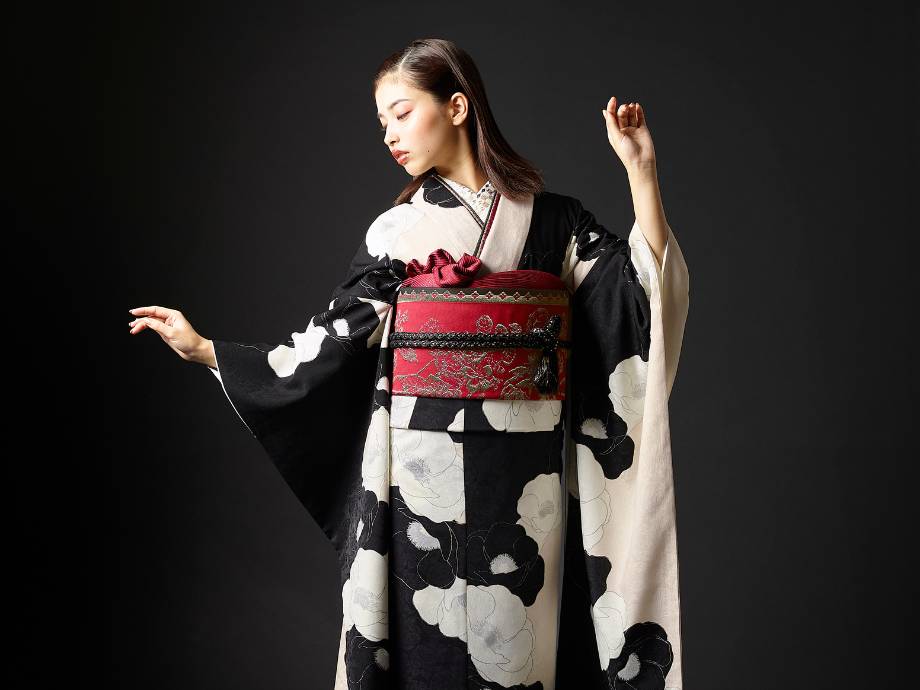 黒・白 モノトーン 振袖レンタル