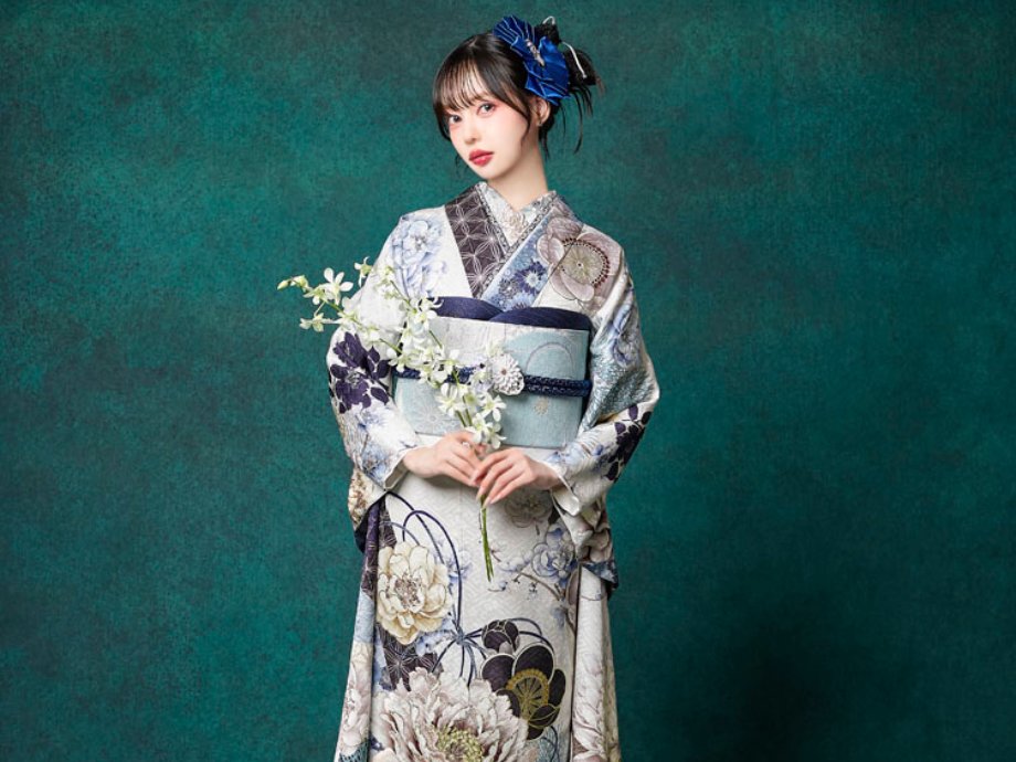 振袖レンタル グレー・青