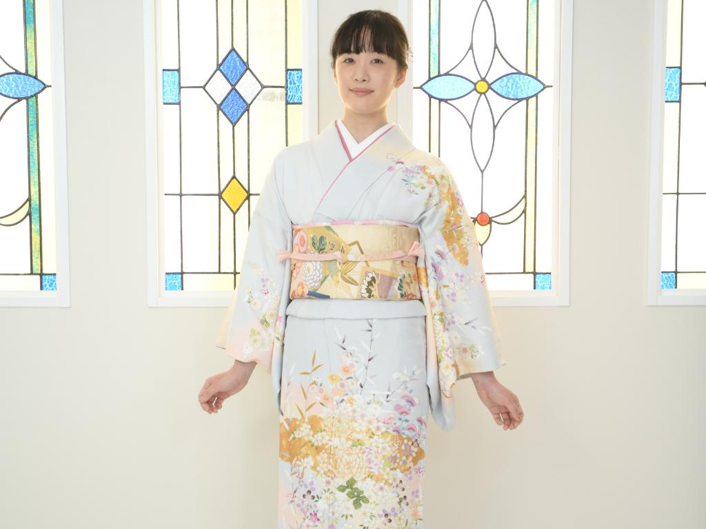 ライトグレー訪問着レンタルセット